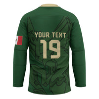 Mis Raices Mexico Football Custom Hockey Jersey Aztec Calendar Line Art