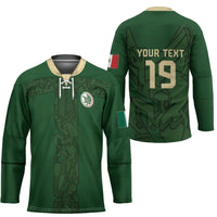 Mis Raices Mexico Football Custom Hockey Jersey Aztec Calendar Line Art