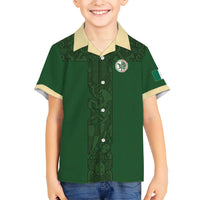 Mis Raices Mexico Football Custom Kid Hawaiian Shirt Aztec Calendar Line Art