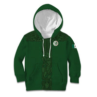 Mis Raices Mexico Football Custom Kid Hoodie Aztec Calendar Line Art
