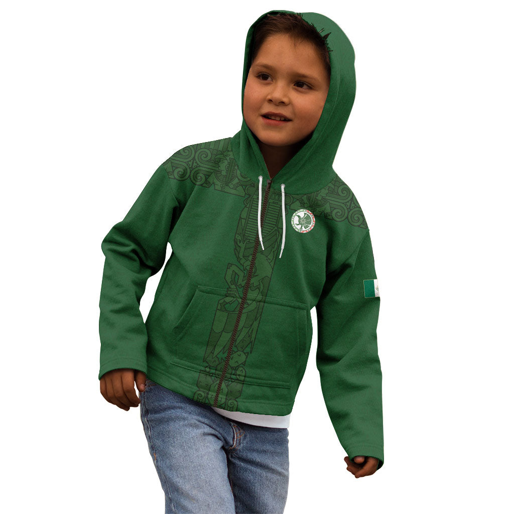 Mis Raices Mexico Football Custom Kid Hoodie Aztec Calendar Line Art
