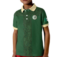 Mis Raices Mexico Football Custom Kid Polo Shirt Aztec Calendar Line Art