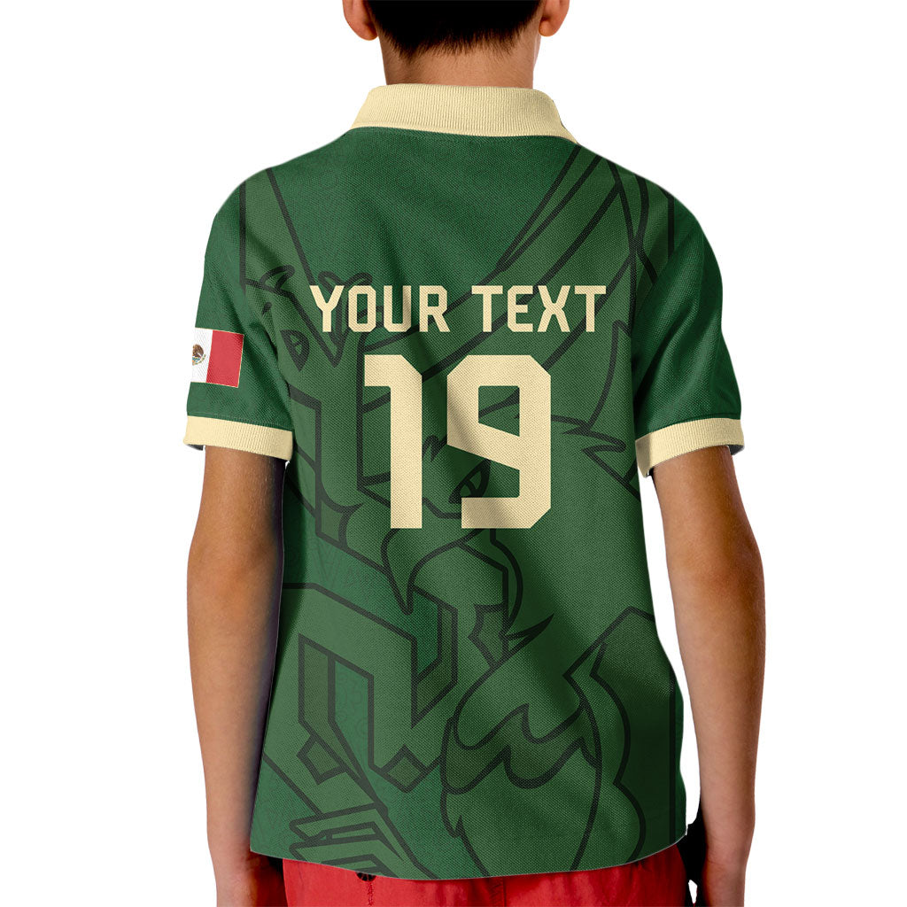 Mis Raices Mexico Football Custom Kid Polo Shirt Aztec Calendar Line Art