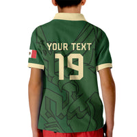 Mis Raices Mexico Football Custom Kid Polo Shirt Aztec Calendar Line Art