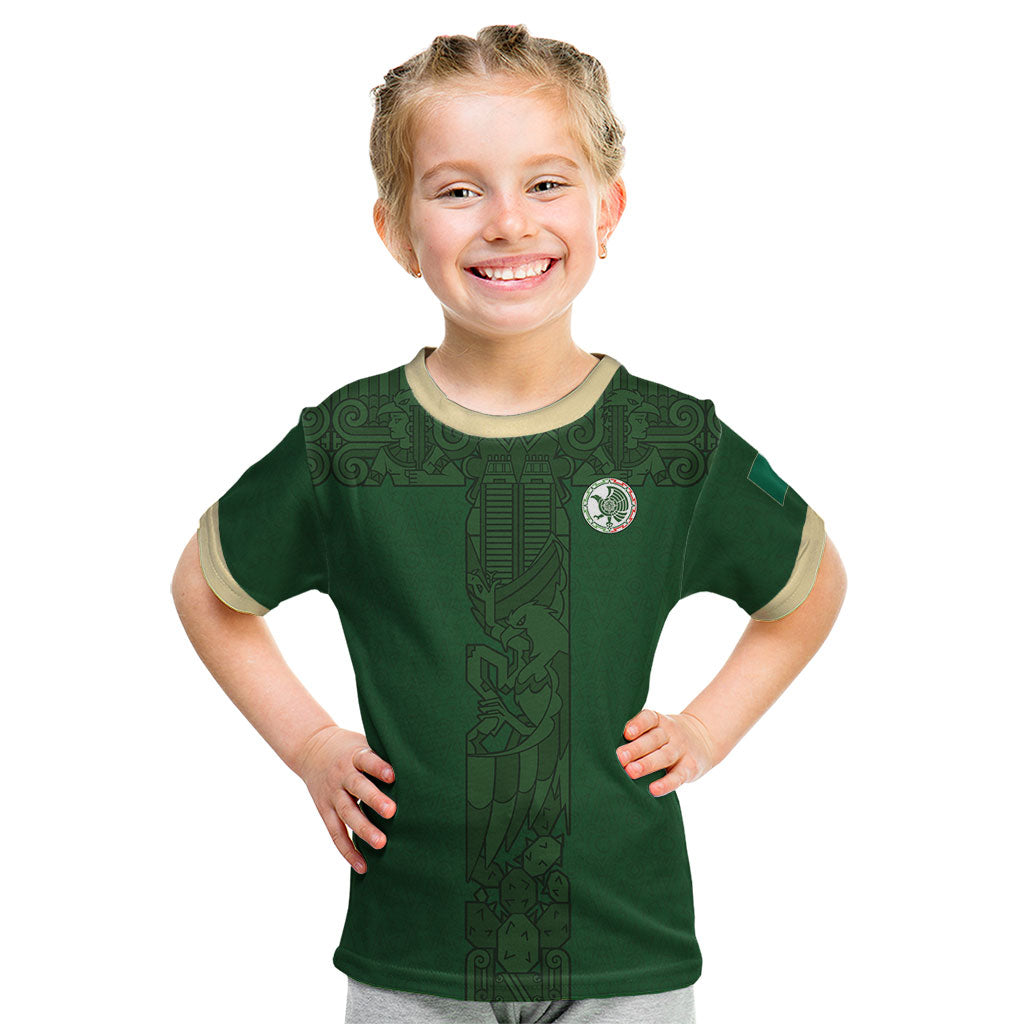 Mis Raices Mexico Football Custom Kid T Shirt Aztec Calendar Line Art