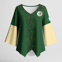 Mis Raices Mexico Football Custom Kimono Sleeve Blouse Aztec Calendar Line Art
