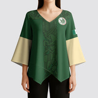 Mis Raices Mexico Football Custom Kimono Sleeve Blouse Aztec Calendar Line Art