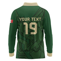 Mis Raices Mexico Football Custom Long Sleeve Polo Shirt Aztec Calendar Line Art