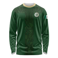 Mis Raices Mexico Football Custom Long Sleeve Shirt Aztec Calendar Line Art