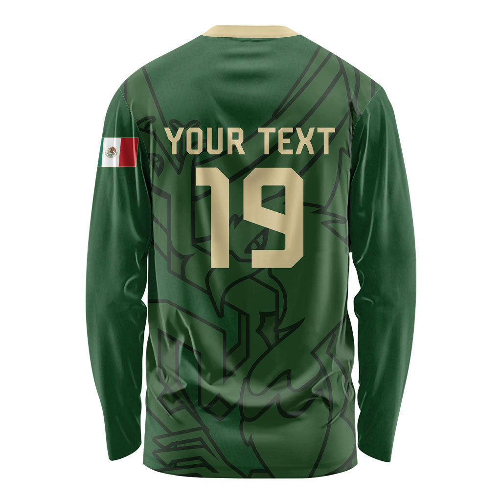 Mis Raices Mexico Football Custom Long Sleeve Shirt Aztec Calendar Line Art