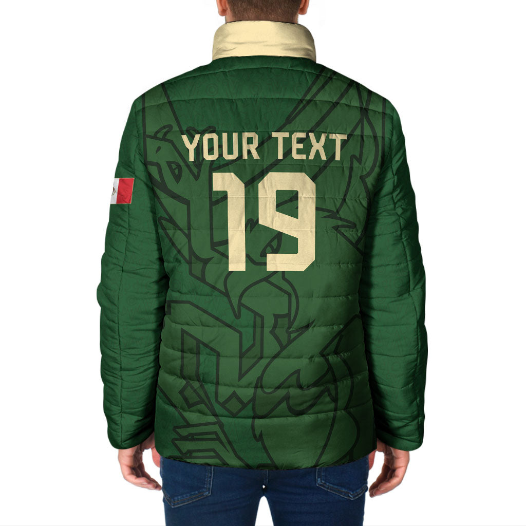 Mis Raices Mexico Football Custom Padded Jacket Aztec Calendar Line Art