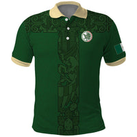 Mis Raices Mexico Football Custom Polo Shirt Aztec Calendar Line Art