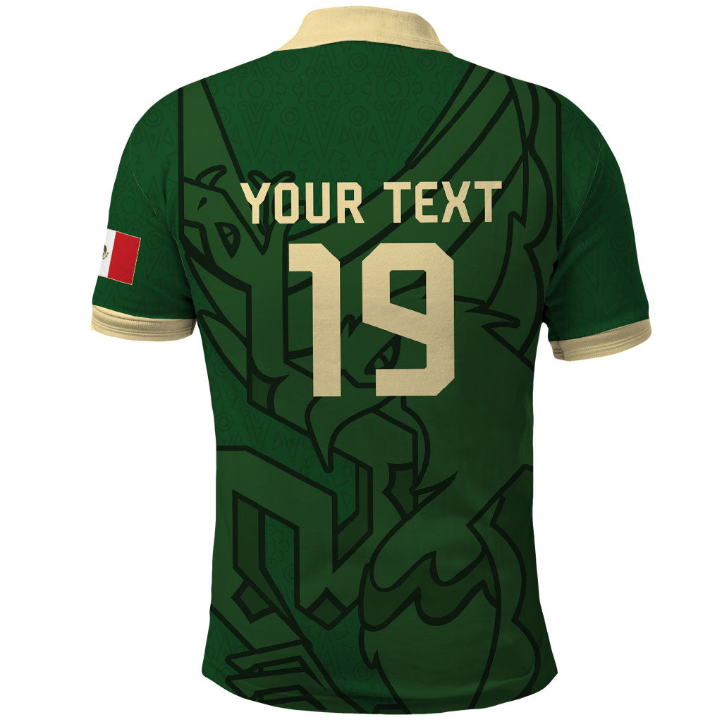 Mis Raices Mexico Football Custom Polo Shirt Aztec Calendar Line Art