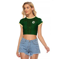 Mis Raices Mexico Football Custom Raglan Cropped T Shirt Aztec Calendar Line Art
