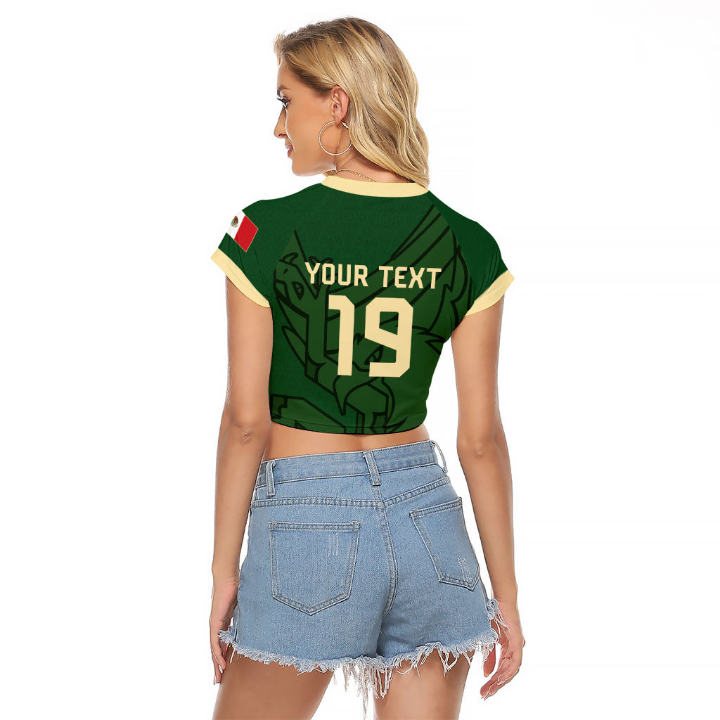 Mis Raices Mexico Football Custom Raglan Cropped T Shirt Aztec Calendar Line Art