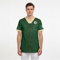 Mis Raices Mexico Football Custom Scrub Top Aztec Calendar Line Art