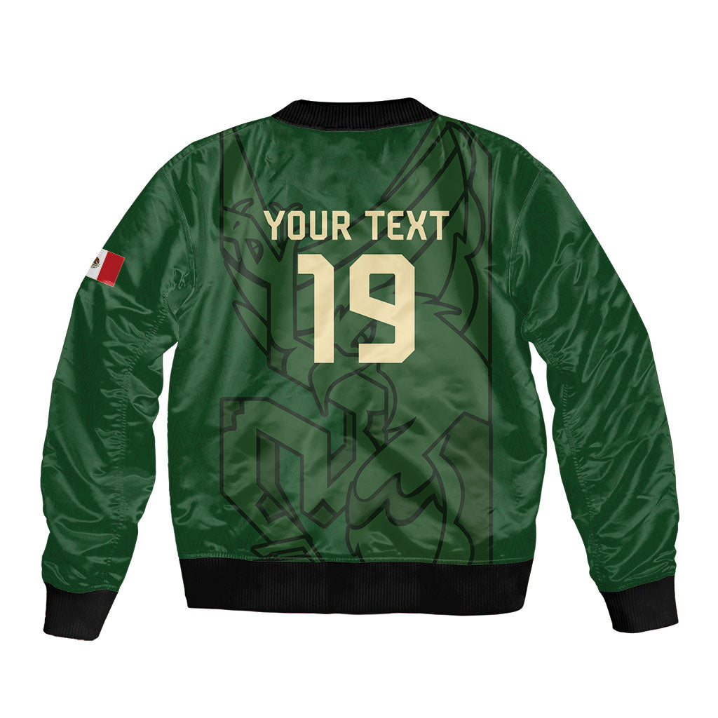 Mis Raices Mexico Football Custom Sleeve Zip Bomber Jacket Aztec Calendar Line Art