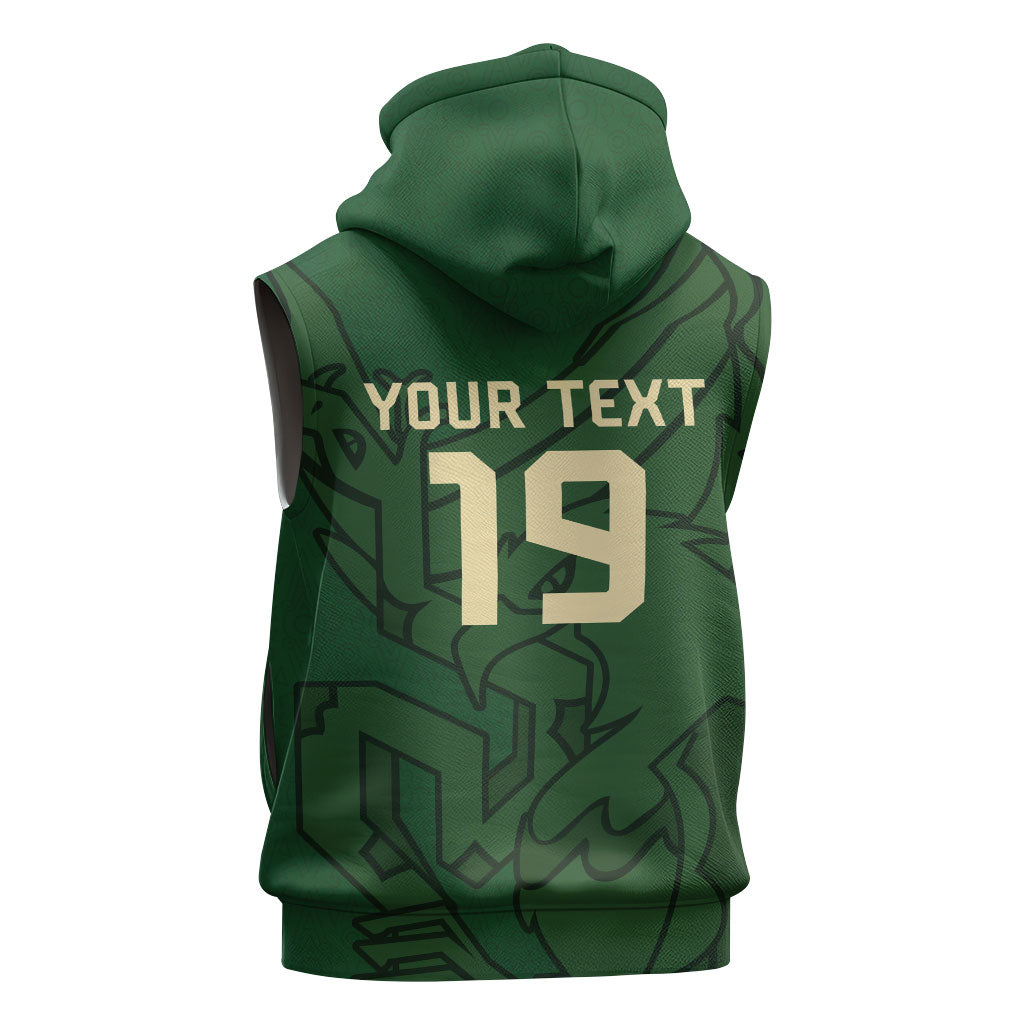 Mis Raices Mexico Football Custom Sleeveless Hoodie Aztec Calendar Line Art