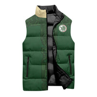 Mis Raices Mexico Football Custom Sleeveless Puffer Jacket Aztec Calendar Line Art