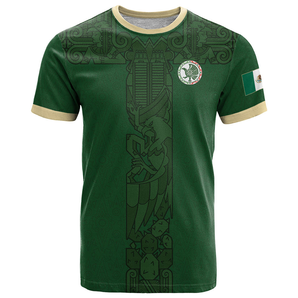 Mis Raices Mexico Football Custom T Shirt Aztec Calendar Line Art