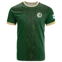 Mis Raices Mexico Football Custom T Shirt Aztec Calendar Line Art