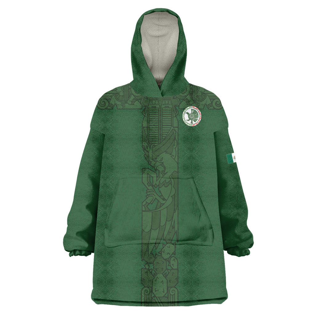 Mis Raices Mexico Football Custom Wearable Blanket Hoodie Aztec Calendar Line Art