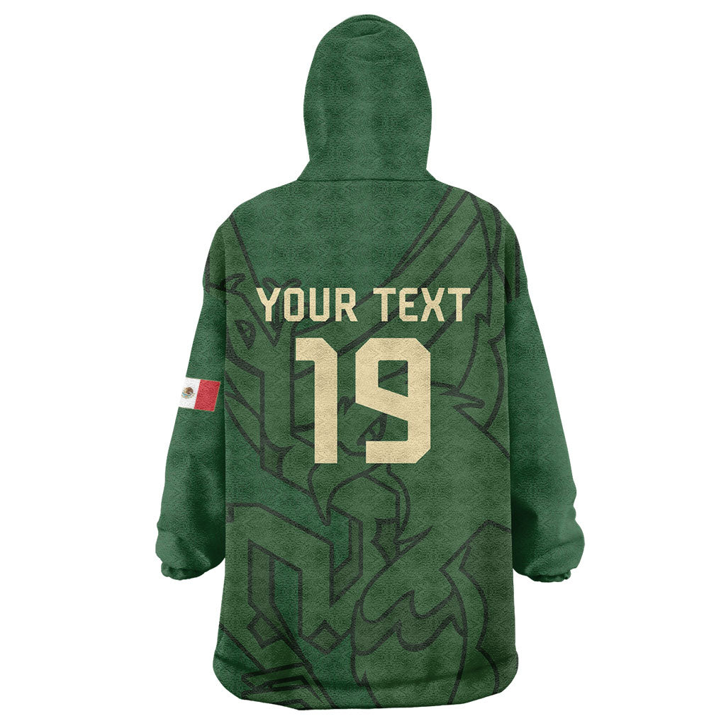 Mis Raices Mexico Football Custom Wearable Blanket Hoodie Aztec Calendar Line Art
