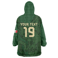 Mis Raices Mexico Football Custom Wearable Blanket Hoodie Aztec Calendar Line Art