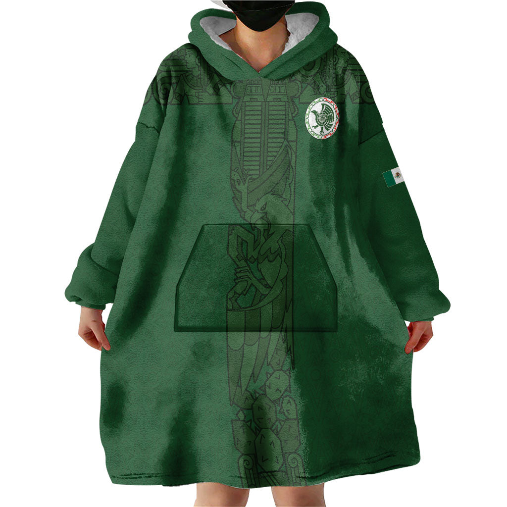 Mis Raices Mexico Football Custom Wearable Blanket Hoodie Aztec Calendar Line Art