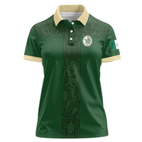 Mis Raices Mexico Football Custom Women Polo Shirt Aztec Calendar Line Art