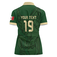 Mis Raices Mexico Football Custom Women Polo Shirt Aztec Calendar Line Art