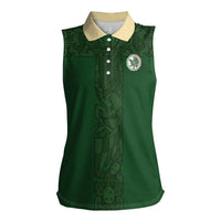 Mis Raices Mexico Football Custom Women Sleeveless Polo Shirt Aztec Calendar Line Art