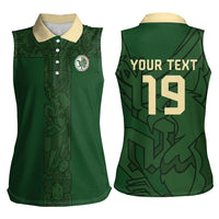 Mis Raices Mexico Football Custom Women Sleeveless Polo Shirt Aztec Calendar Line Art