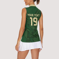 Mis Raices Mexico Football Custom Women Sleeveless Polo Shirt Aztec Calendar Line Art