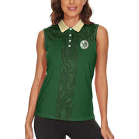 Mis Raices Mexico Football Custom Women Sleeveless Polo Shirt Aztec Calendar Line Art