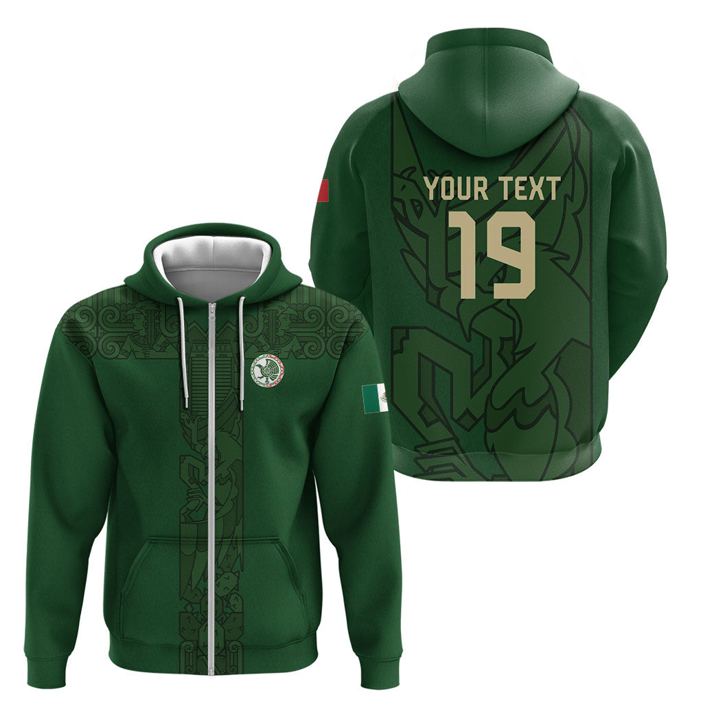 Mis Raices Mexico Football Custom Zip Hoodie Aztec Calendar Line Art