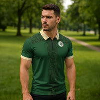 Mis Raices Mexico Football Custom Zipper Polo Shirt Aztec Calendar Line Art