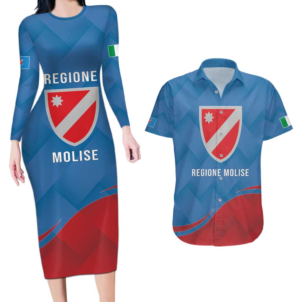 Personalized Italy Molise Couples Matching Long Sleeve Bodycon Dress and Hawaiian Shirt Flag Style LT19