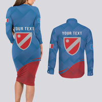Personalized Italy Molise Couples Matching Long Sleeve Bodycon Dress and Long Sleeve Button Shirt Flag Style LT19