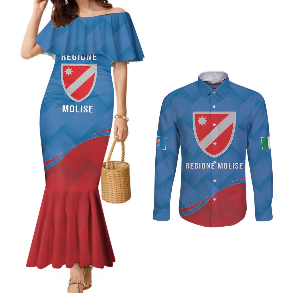 Personalized Italy Molise Couples Matching Mermaid Dress and Long Sleeve Button Shirt Flag Style LT19