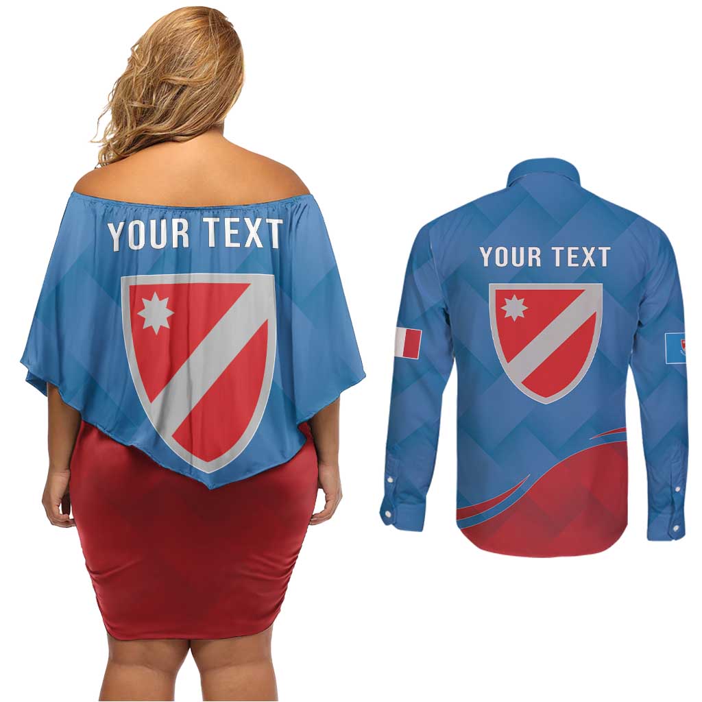 Personalized Italy Molise Couples Matching Off Shoulder Short Dress and Long Sleeve Button Shirt Flag Style LT19