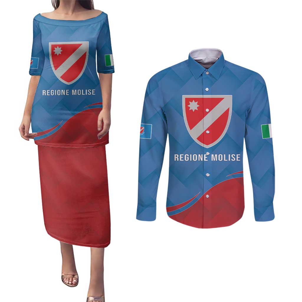 Personalized Italy Molise Couples Matching Puletasi and Long Sleeve Button Shirt Flag Style LT19