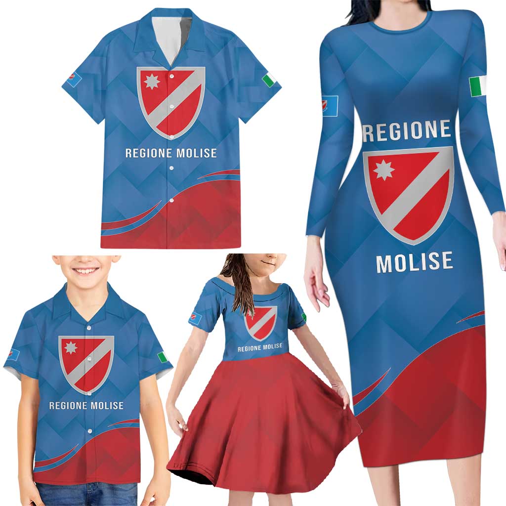 Personalized Italy Molise Family Matching Long Sleeve Bodycon Dress and Hawaiian Shirt Flag Style LT19