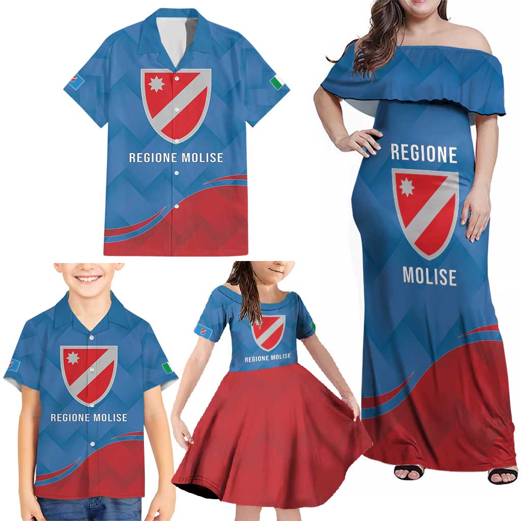 Personalized Italy Molise Family Matching Off Shoulder Maxi Dress and Hawaiian Shirt Flag Style LT19