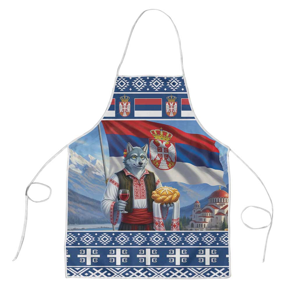 Serbia Christmas Wolf Apron Vuk Serbian Mascot - Wonder Print Shop