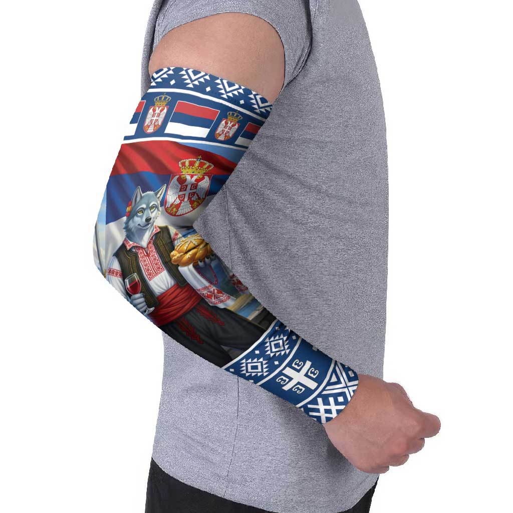 Serbia Christmas Wolf Arm Sleeves Vuk Serbian Mascot - Wonder Print Shop