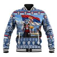 Serbia Christmas Wolf Baseball Jacket Vuk Serbian Mascot - Wonder Print Shop