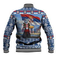 Serbia Christmas Wolf Baseball Jacket Vuk Serbian Mascot - Wonder Print Shop