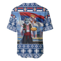 Serbia Christmas Wolf Baseball Jersey Vuk Serbian Mascot - Wonder Print Shop