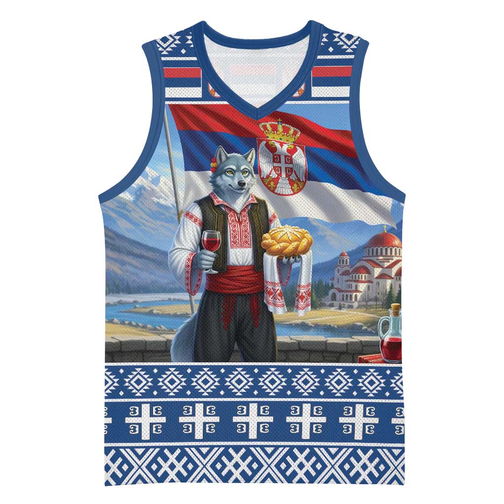 Serbia Christmas Wolf Basketball Jersey Vuk Serbian Mascot - Wonder Print Shop